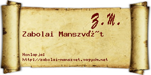 Zabolai Manszvét névjegykártya